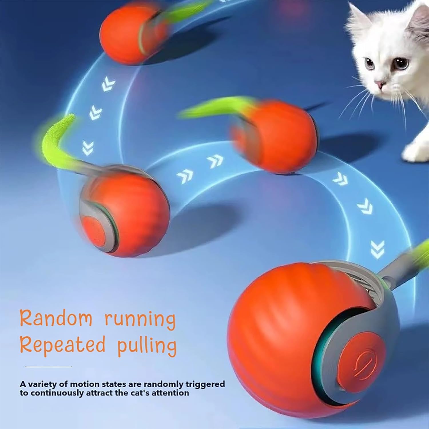 Speedy Tail 2.0, Speedy Tail zabawka dla kota, automatycznie poruszająca się zabawka dla kota, interaktywna zabawka dla kotów domowych, ładowana przez USB, inteligentna piłka z ogonem, podwójna