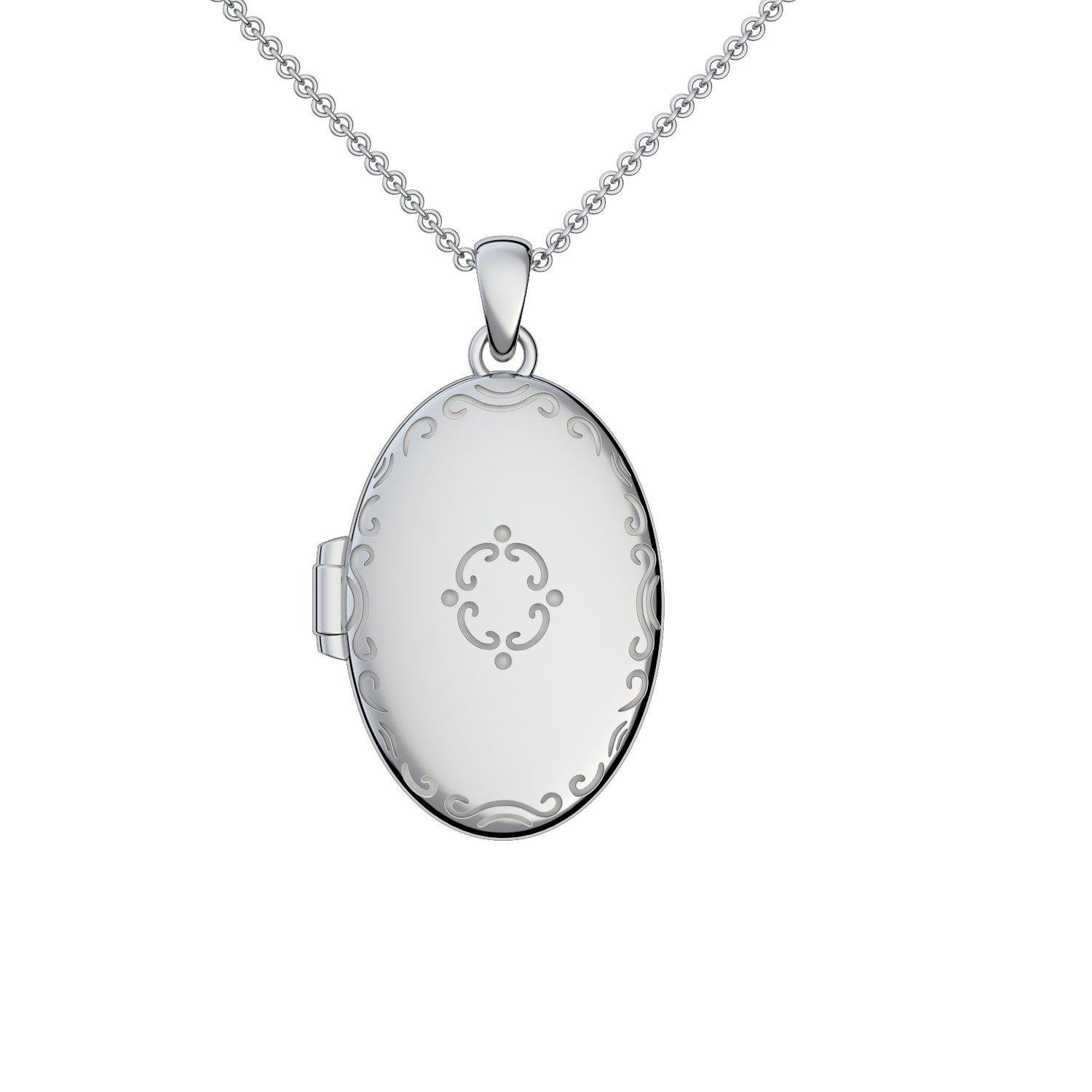 Medaillon oval groß Silber 925 Amulett antik vintage zum Öffnen aufklappen | aufklappbar mit Kette für Foto Silber Kette 925 inkl. Luxusetui
