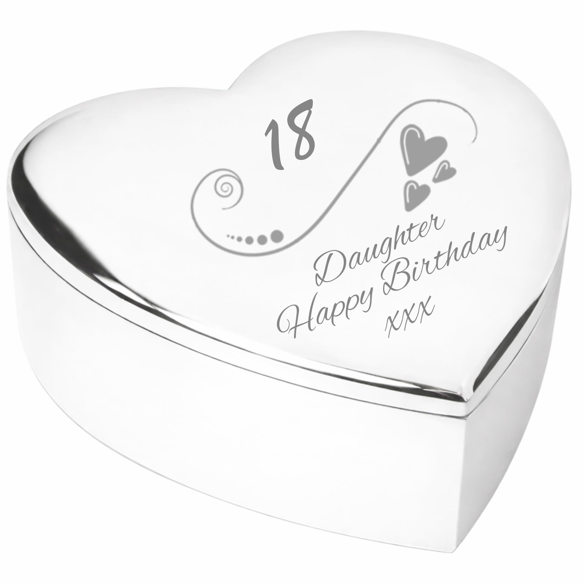 Chris Bag Of Goodies Silver 18 18Th Eighteenth Birthday Gift For Daughter Engraved Finish Heart Shaped Trinket Box Keepsake Present Idea From Mum Dad
