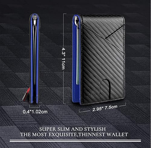 Sdfgh Man Money Clip Carbon Fiber Wallet Genuine Leather Wallet Business Credit Card Id Holders Mini Wallets For Men (Color : C, Size : 11 * 7.5Cm) #TOP6