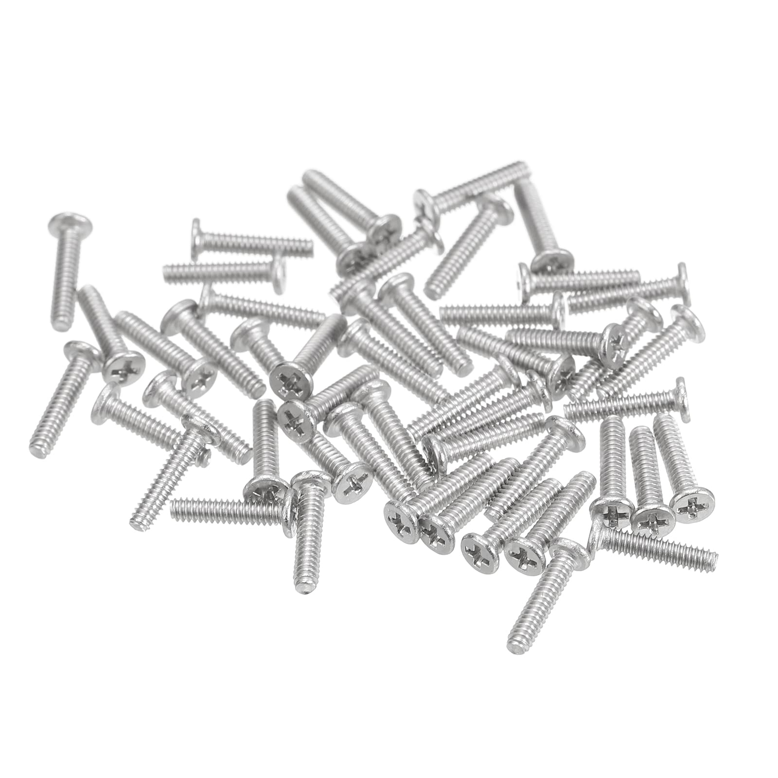 uxcell M1.4-0.3 x 6mm 100Pcs Flat Round Head Screws 304 Stainless Steel Phillips Drive Machine Screws Hardware Fastener for Furniture Connection-image-10