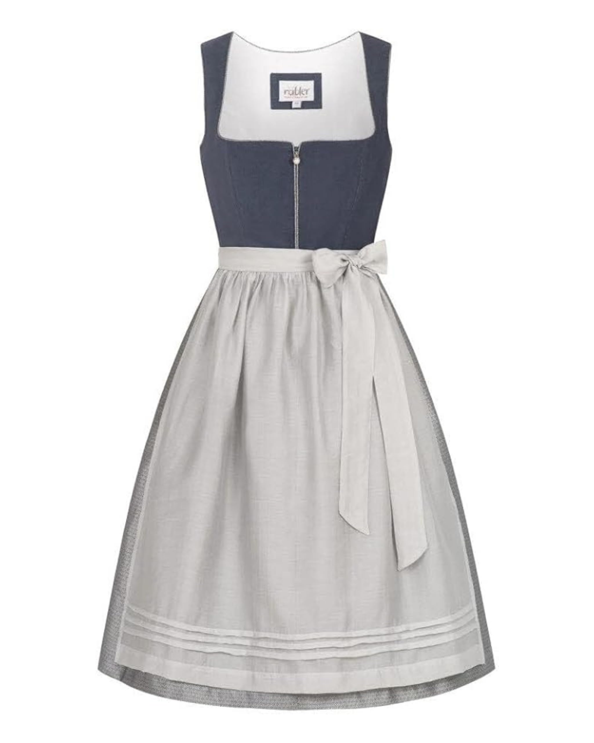Nübler Damen Dirndl Katharina I Größen 30-48 I Midi-Dirndl mit Rocklänge 70 cm & passender Schürze I Festliches Trachtenkleid mit modernem Schnitt & dezenten Details I Ideal für Festlichkeit
