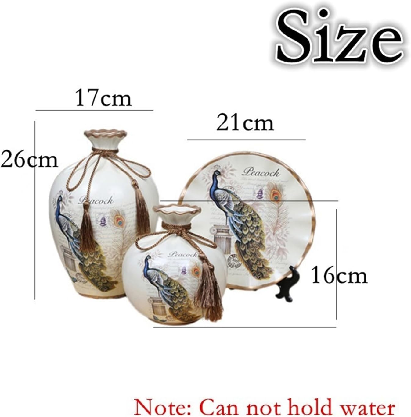 Peacock Ceramic Vase Set of 3 for Home Decor,Flower Arrangement Ornament,Living Room Decoration