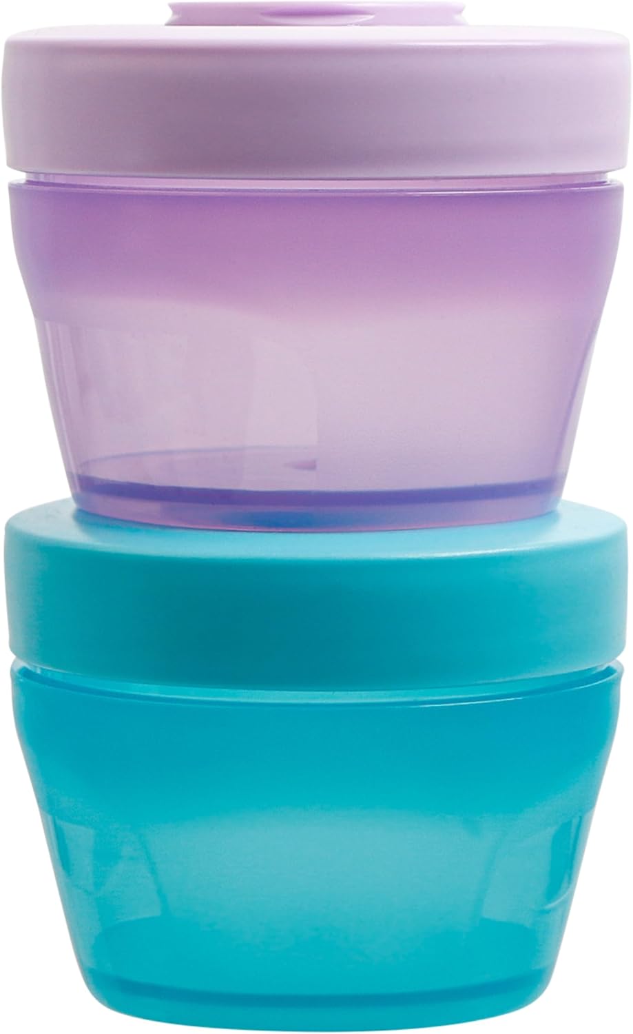 Décor Go Click & Stack Snack Tubs, 2 Pack Leakproof Food Storage Containers, Snack Tubs for Adults and Kids, Freezer & Microwave Safe, 300ml x 2 colours vary green/blue or aqua/purple