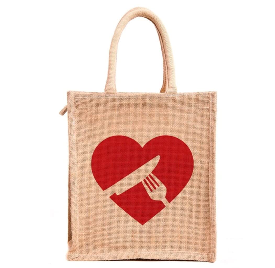 Dasvilla Lunch Box Jute Bag with Zip & Bottle Holder | Tiffin Bags for Office Men & Women | for Outing & Travelling (Heart Knife) (B0BM9VMNN3) Amazon Price History, Amazon Price Tracker