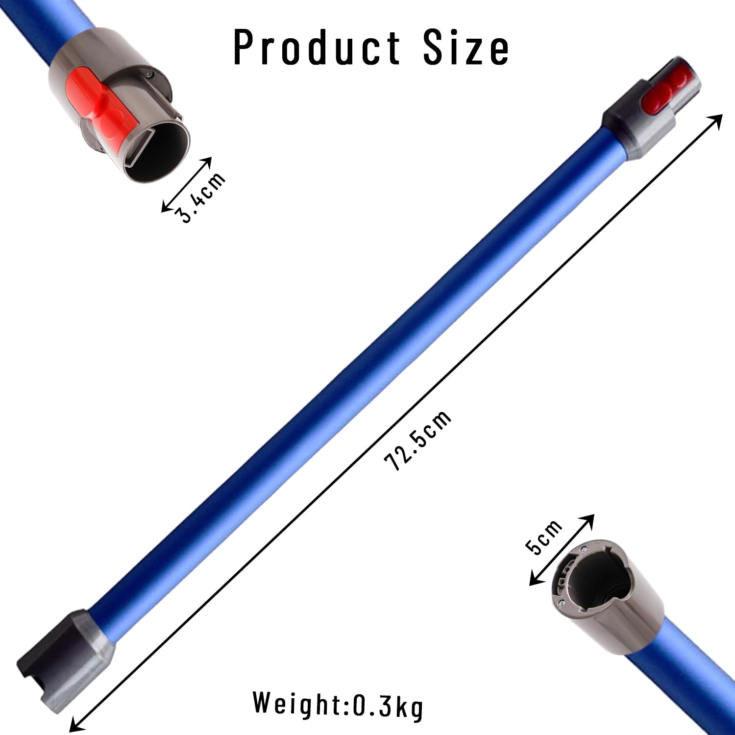 Tubo de extensión, accesorios de repuesto para aspiradora Dyson V15 V11 V10 V8 V7, accesorios de repuesto de varita de liberación rápida, 28.5 pulgadas (azul)