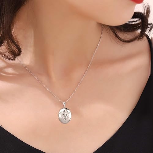 Miniatura 6 de POPKIMI Regalos para enfermera, médico, caduceo, estetoscopio, collar con medallón que sostiene fotos, médico, medicina de enfermería, joyería de