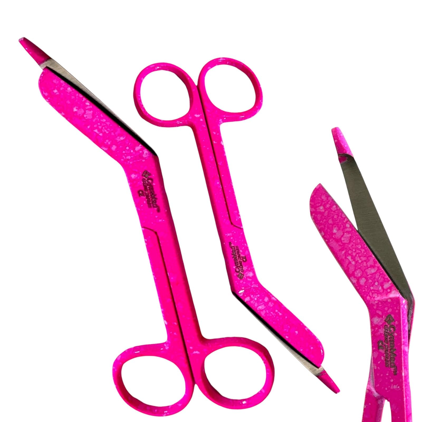 Nurse Trauma Shears with Angled Cutting Blades, 5in Long, Gauze and Bandage Cutting Scissors,All Pink Colored Stainless Steel Scissors
