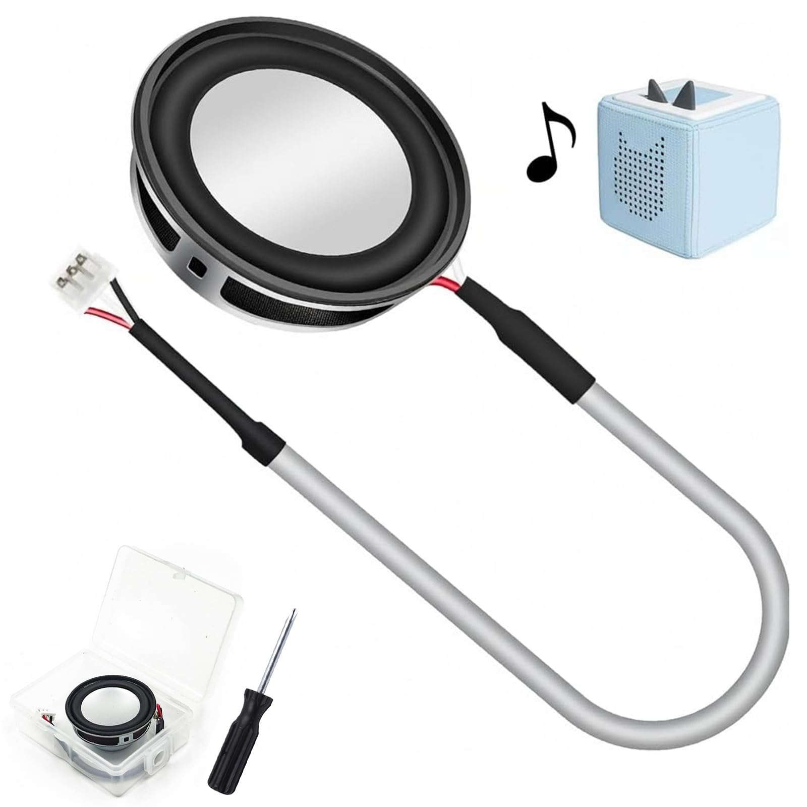 Haut-parleur de rechange, 4 Ω, 3 W, compatible avec le lecteur audio Toniebox, 40 mm, kit d'accessoires de réparation - Boîte à musique encastrable - Pièces de rechange avec tournevis pour