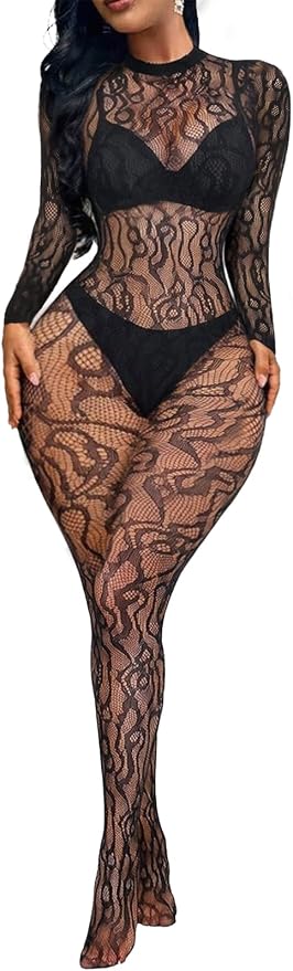 Bodystocking de Encaje Sexy para Mujer - Talla Única