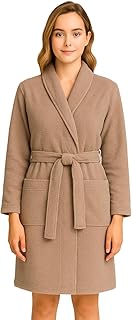 روب استحمام طويل قطن 100% للنساء والرجال مصنوع من صوف الشيربا الناعم والمنفوش والدافئ