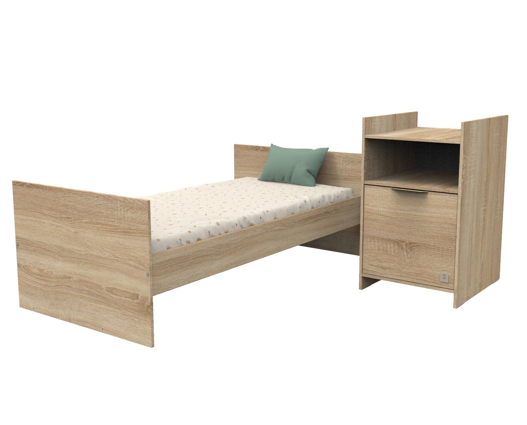Sauthon Lit combiné 120x60 évolutif en 90x190 avec Porte décor chêne doré