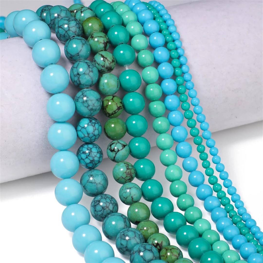 3 4 6 8 Turchese Howlite Perle Rotonde Liscia Pietra Naturale Distanziale Perline Per La Collana Del Braccialetto Gioielli Fai Da Te