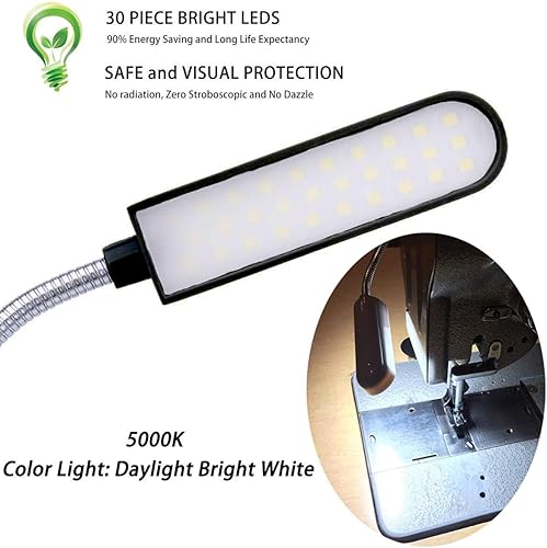 Miniatura 4 de Luz LED para máquina de coser (30 LEDs) 6 vatios para banco de trabajo, torno, taladro, luz diurna, blanco, flexible, cuello de cisne, lámpara de