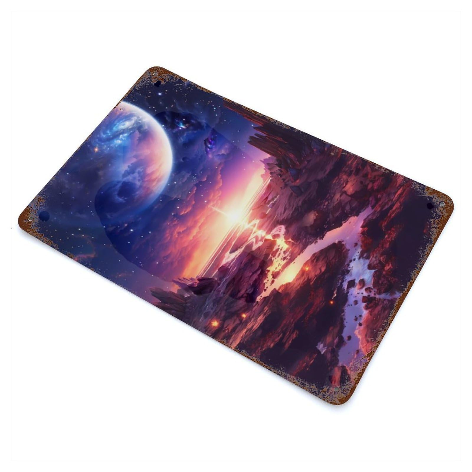 Celestial Wilderness Rust Effect Tin Sign 11.8"x7.9", Industrial Home Decor for Garage, Bar And Workshop Decor