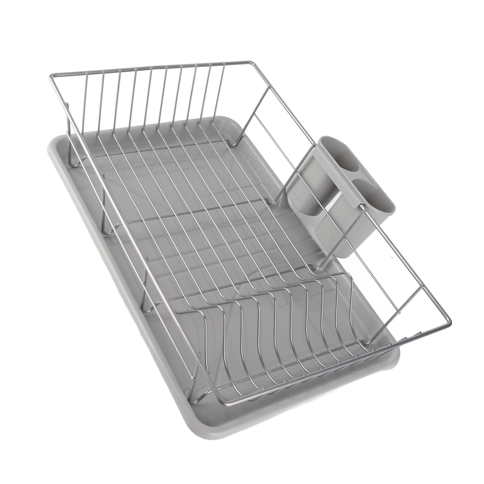 GLOGLOW Rejilla para Secar Platos Soporte para Utensilios de Cocina de Metal, Rejillas para Platos de Acero Galvanizado con Bandeja de Goteo y Rejilla para Palillos Extraíble, 48 X 30 X 11 Cm para de