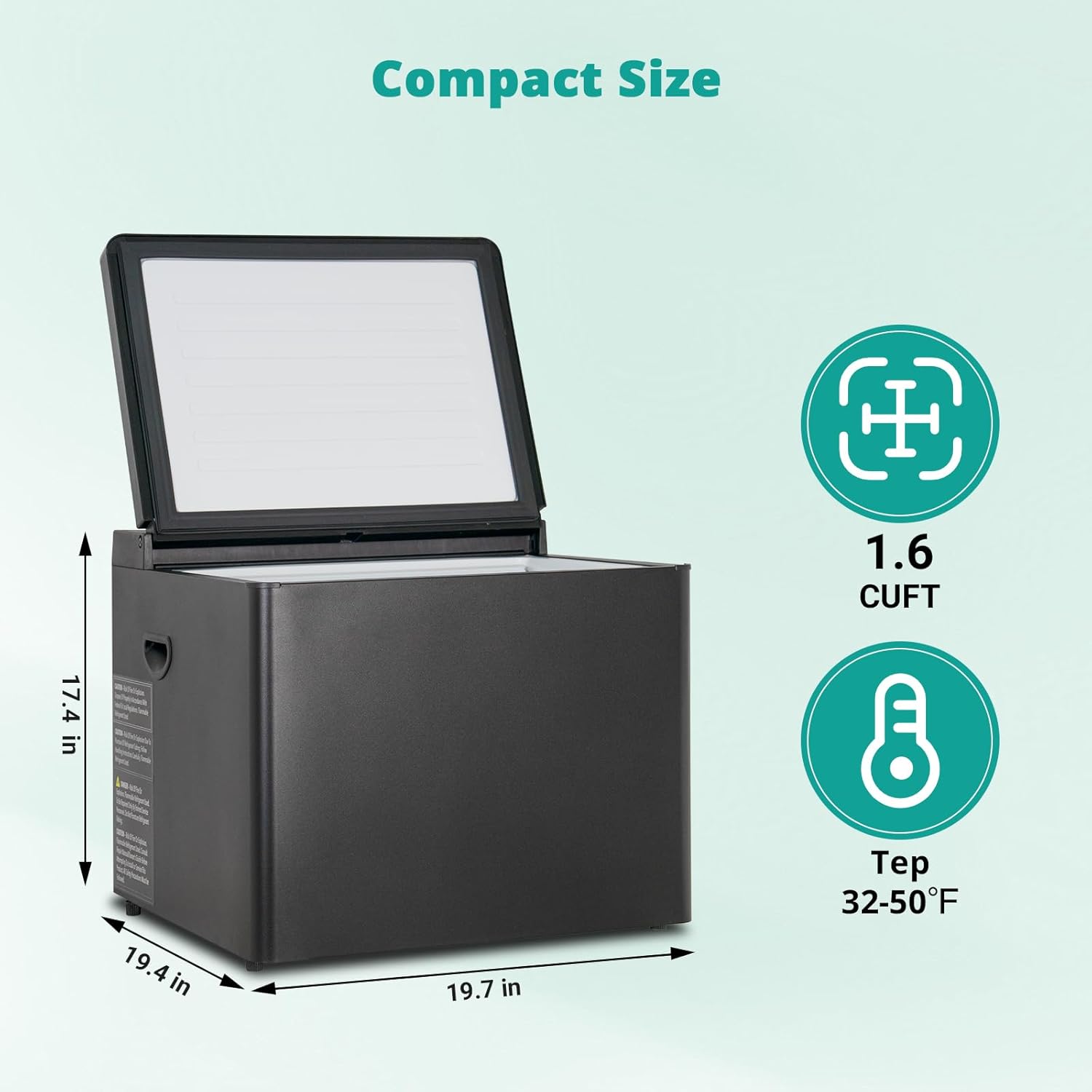 Small Propane Fridge 1.6 Cu.Ft Gas Cooler LPG Top Load Propane Chest Refrigerator Gas Absorption 110V for RV Off Grid Outside, 32 °F to 50 °F, Black