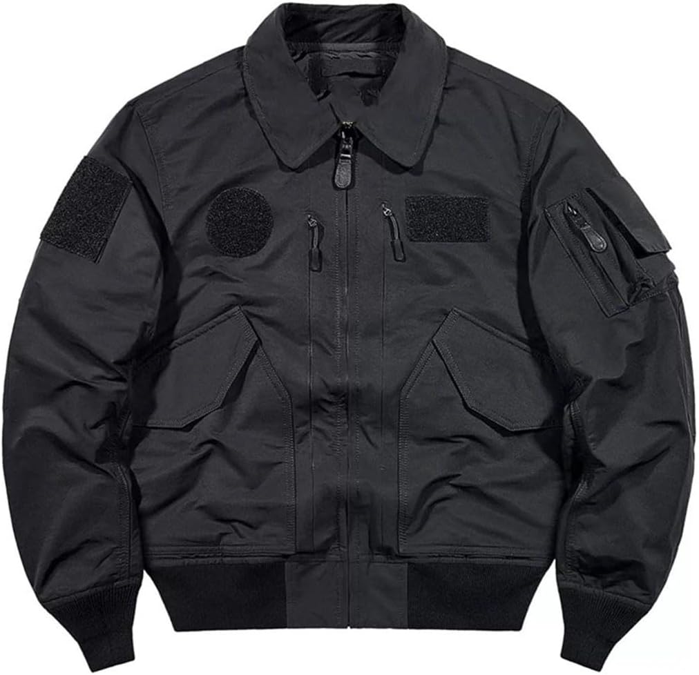 Men Bomber Jacket Techwear Cargo Outerwear Baseball Trenchcoats Military Zip Up Coat With Pocket