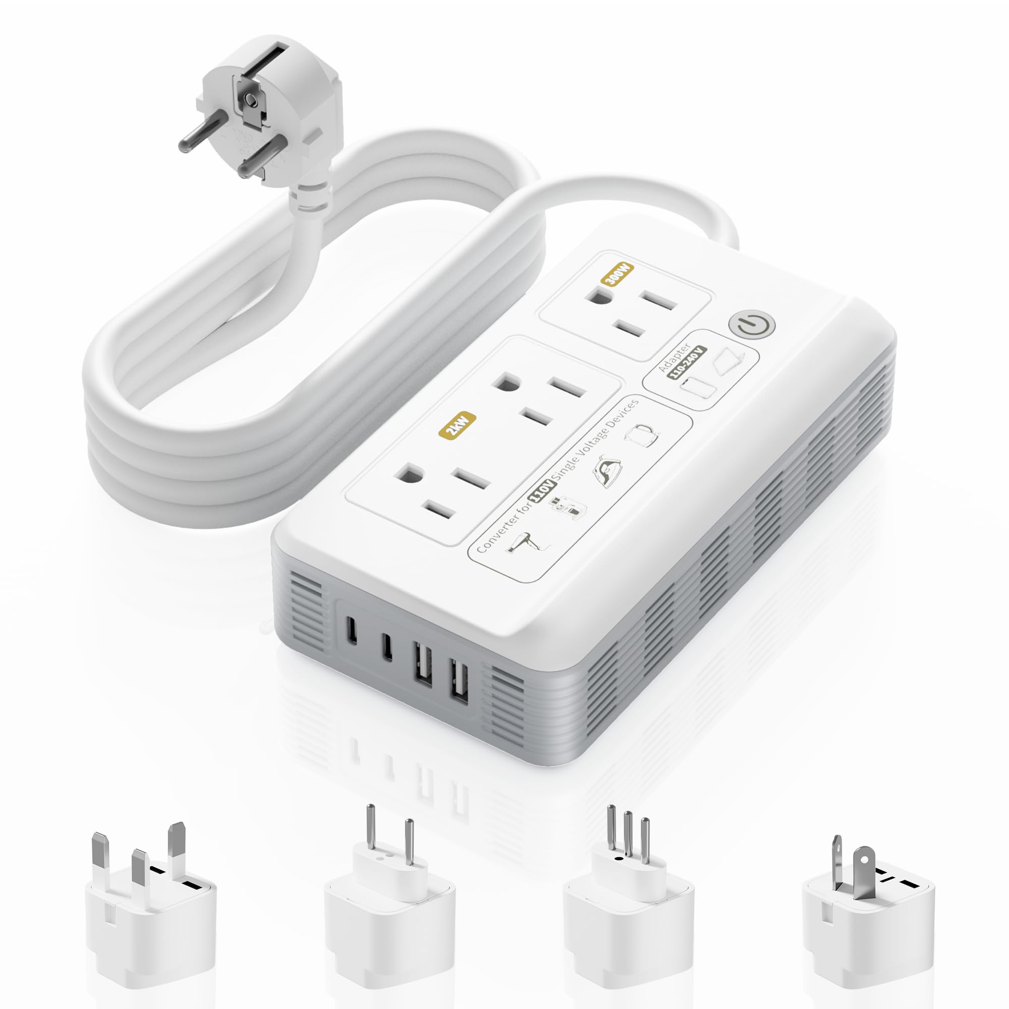 Photo 1 of Mapambo 2000W Voltage Converter US to Europe, 7 in 1 Converter for European Travel for Hair Dryer, 123456
