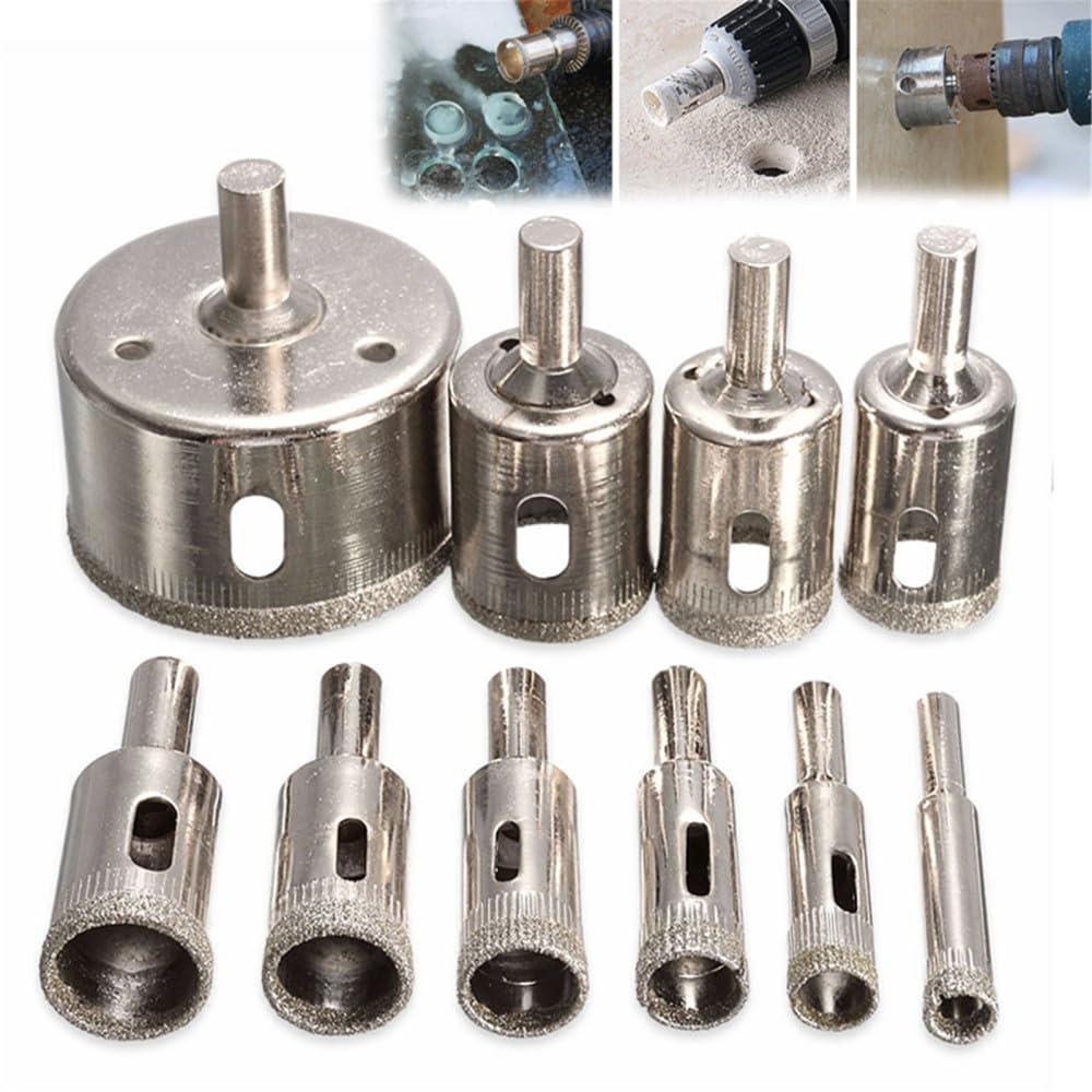 Juego de brocas Hss con revestimiento de diamante de 6-30 mm, 10 piezas, baldosas, mármol, vidrio, sierra perforadora de cerámica, brocas abiertas, broca con núcleo de diamante, 10 piezas