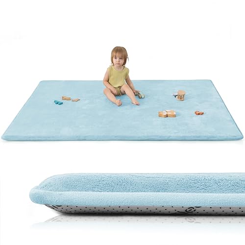 Miniatura 18 de Alfombra de Juego para Bebés para Piso, Espesor de 1.3" de Espuma Elástica, Alfombra de 1.27m×1.27m para Tiempo de Barriga, Terciopelo Coral Suave
