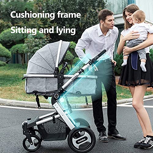 Zhiding Babykar 3 in 1 opvouwbare buggy 72-wheeler, kinderwagen met extra grote luchtwielen, voor kinderen schakelbare fietswalking, lange reis voor pasgeboren en peuter) (Color : Gray) - Afbeelding 3