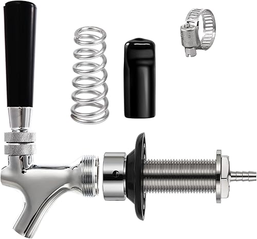 Hgkeke Kit de grifo de tiro de vástago de 3 pulgadas, núcleo de acero inoxidable, cromado, grifo a prueba de fugas con púa de 14 pulgadas para línea