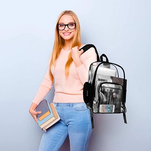 Miniatura 3 de TENDYCOCO Mochilas transparentes resistentes con correa reforzada, bolsa transparente aprobada para estadios, mochila transparente para estadios,