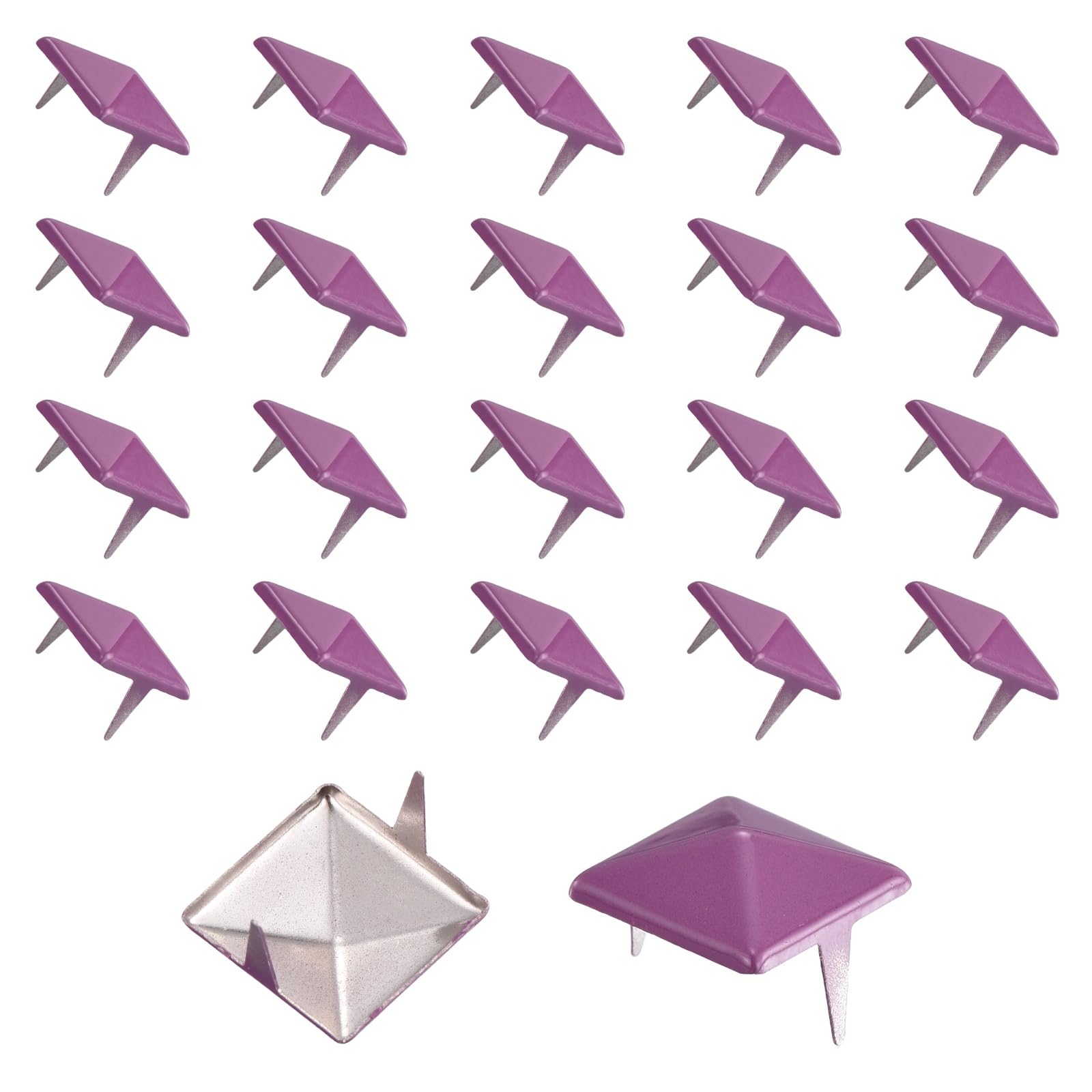 sourcing map 40pcs Square Pyramid Studs 12mm Carbon Steel 2 Claw Rivet Spike Studs for Bags Shoes Leather Crafting Punk Rock Jeans Jacket, Claret