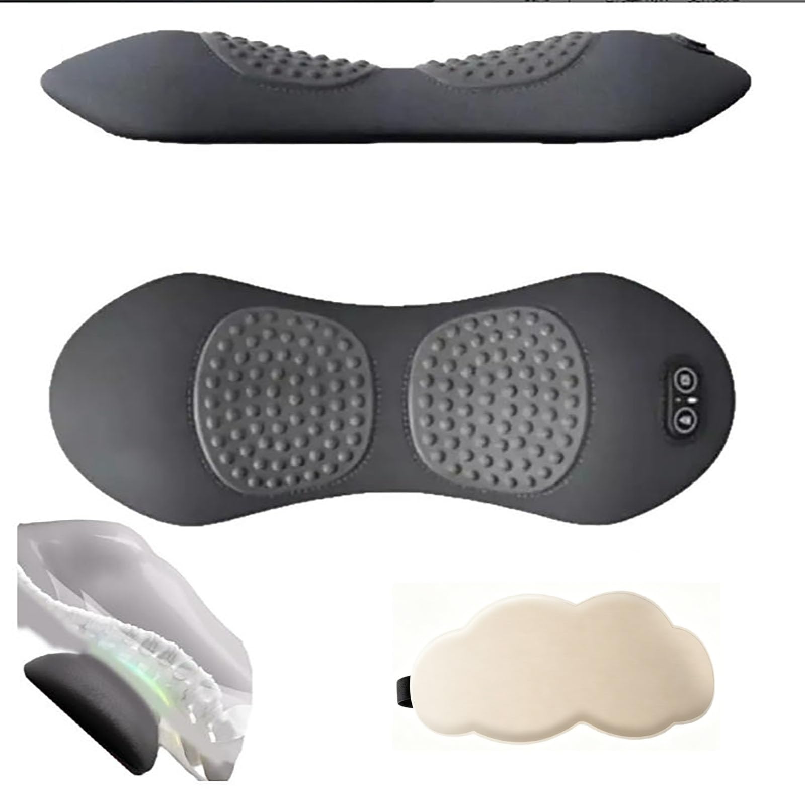 Massaggiatore 3 in 1 per la Schiena, con Calore, Trazione e Vibrazione 3 In 1 for Alleviare la Sciatica e Il Dolore Lombare, Supporto Lombare Ergonomico (Grigio scuro)
