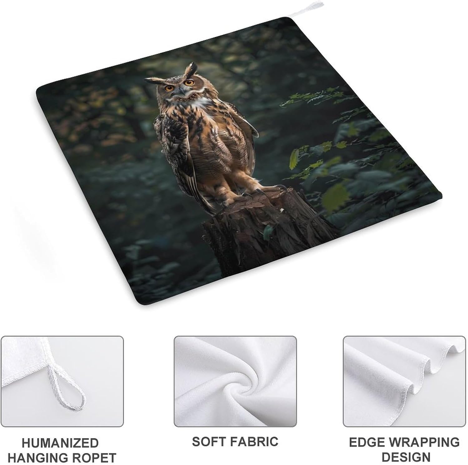 Eurasian Eagle Owl Hand Towels for Bathroom Kitchen Towels Small Towel Handkerchiefs with Hanging Loop 4PCS