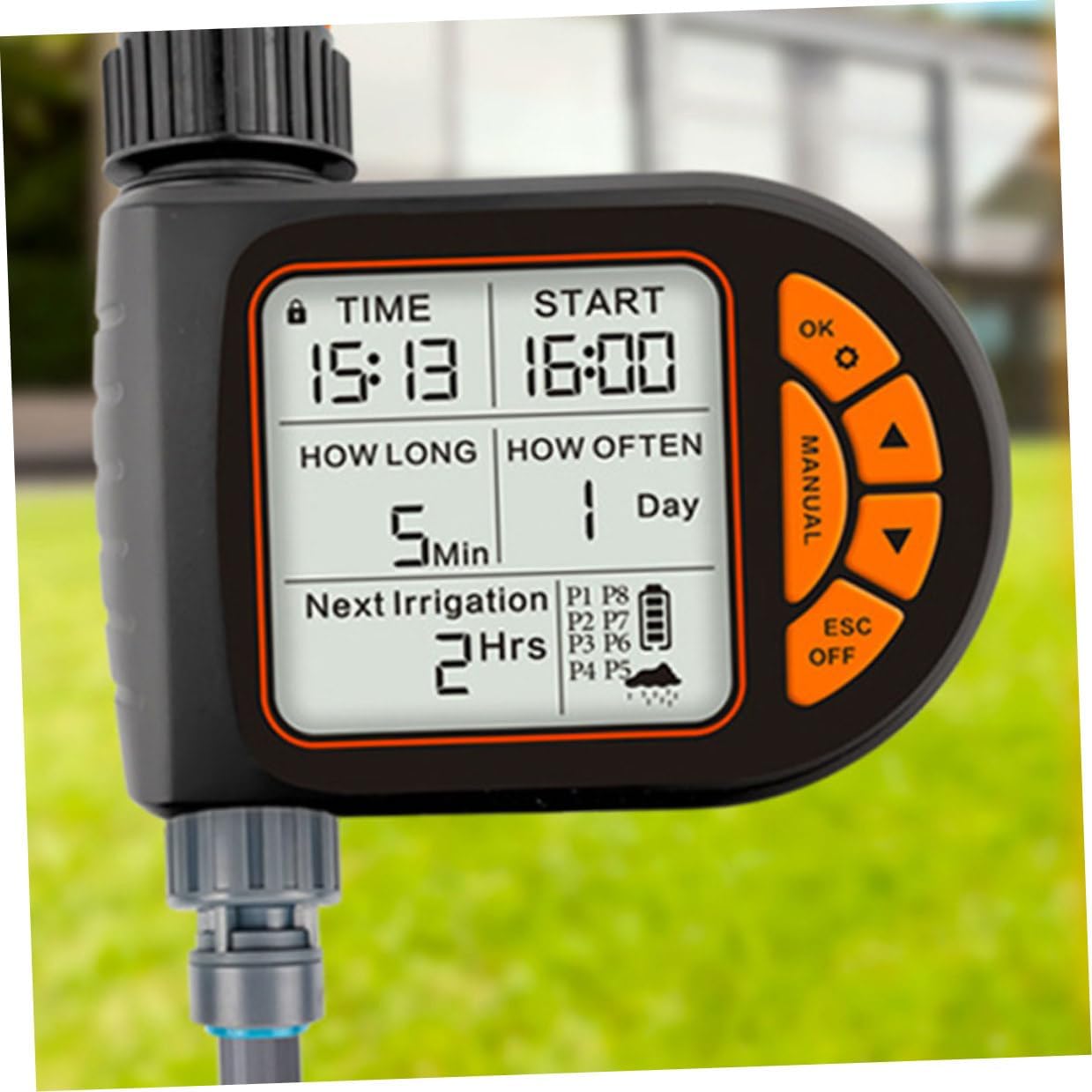 Intelligent Outdoor Irrigation Watering Timer Sprinkler Controller for Garden Balcony Lawn Automatic Watering System with Programmable Scheduling Weather-Resistant Design Battery