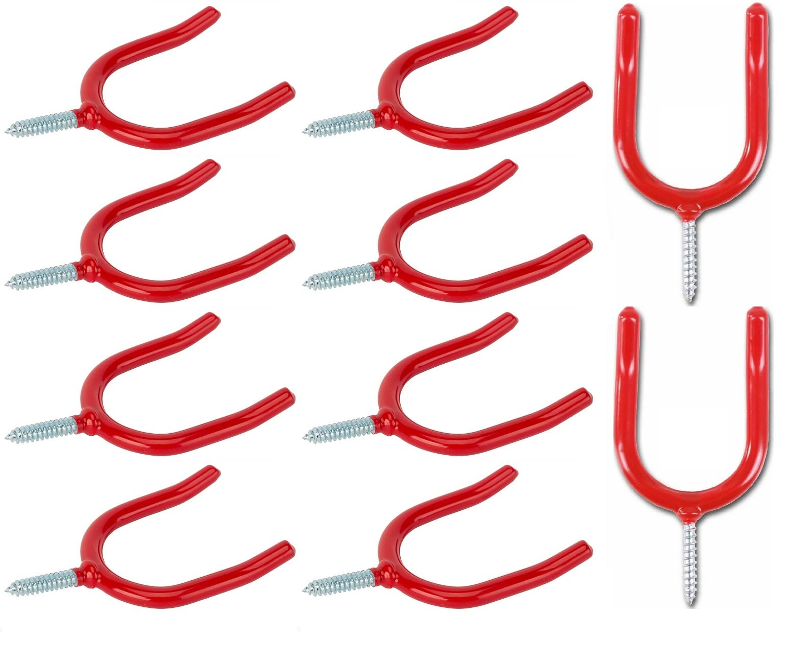 SISI UK® Tool Storage Shed Garage Hook Plastic Coated - Red (Pack 10)