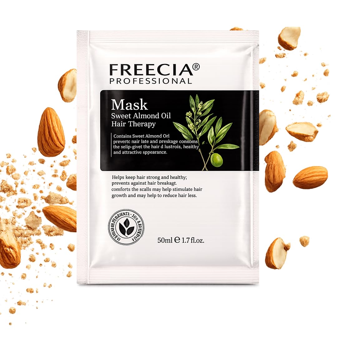 FREECIA Professional Hair Mask for Dry & Damaged Hair with Sweet Almond Oil, Prevents Hair Loss & Breakage, Locks Moisture, Scalp Care, Soft and Shiny Hair, Suitable for Men & Women - 50ml-image-33