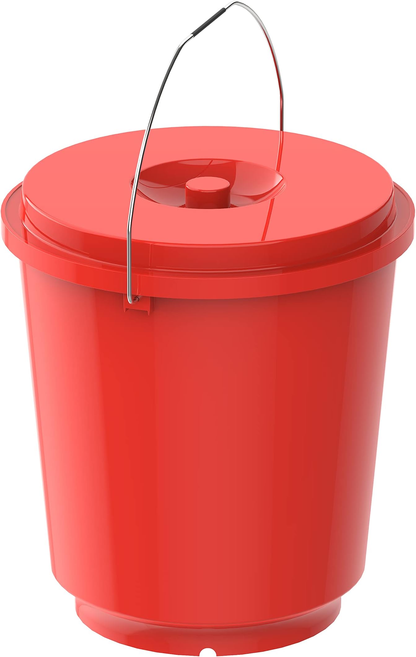 Cosmoplast Ex 18L Round Plastic Buckets With Lids & Metal Handles, Red