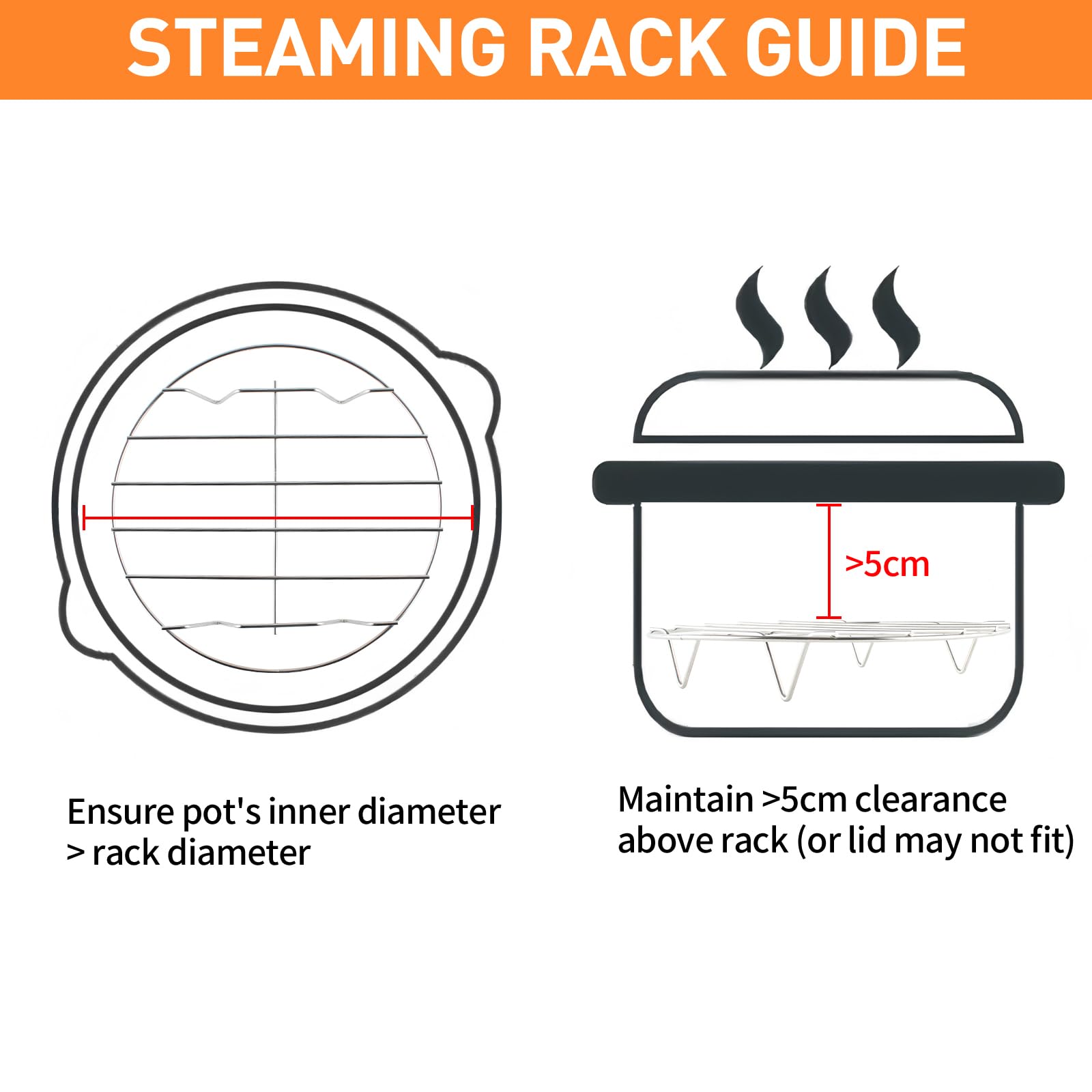 TamBee 8 Inch Cooking Rack Round 304 Stainless Steel Cooling Racks Baking and Cooling Steaming Rack w Stand Cookware for Air Fryer Pressure Cooker Canning 2Pcs
