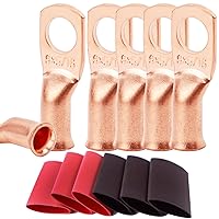 Vista 25 de TKDMR 6 terminales de batería de 4 AWG-3/8, terminales de alambre resistentes, terminales de anillo, extremos de cable de batería, terminales