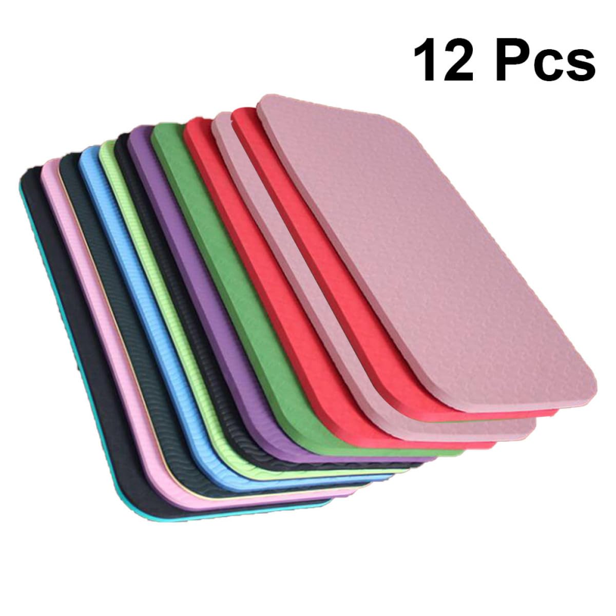 MAGICLULU 12 Cojines Gruesos para Yoga y Rodillas 34x17x0,6 Cm Tpe Antideslizantes para Pilates y Ejercicios en Suelo, Colchonetas para Arrodillarse y Sentarse en Color Aleatorio
