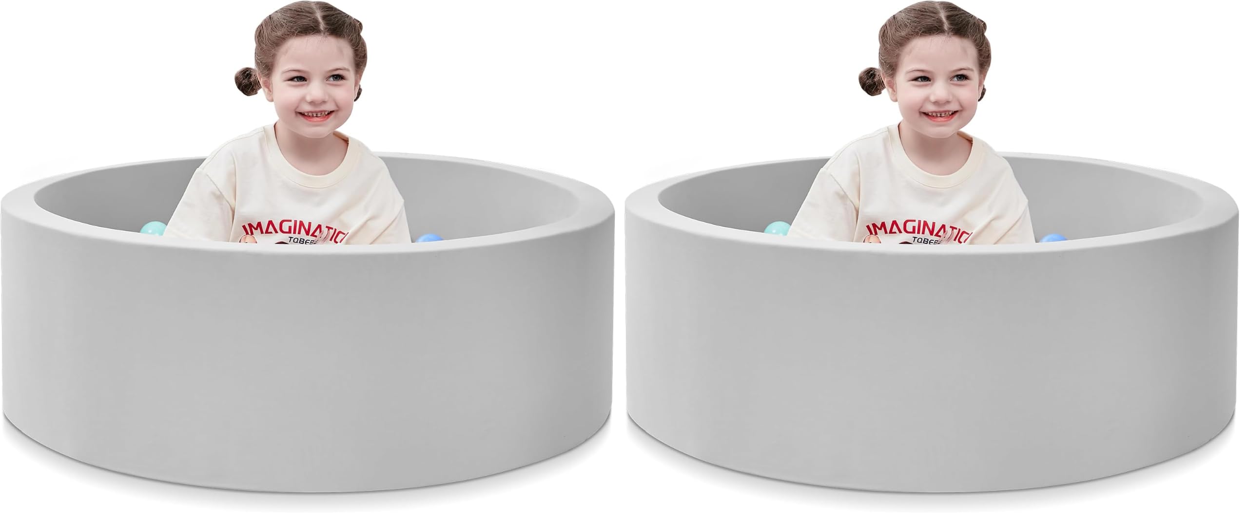 SHJADE Foam Ball Pit, 35.4"x 11.8" Ball Pits for Toddlers-Grey (Pack of 2)