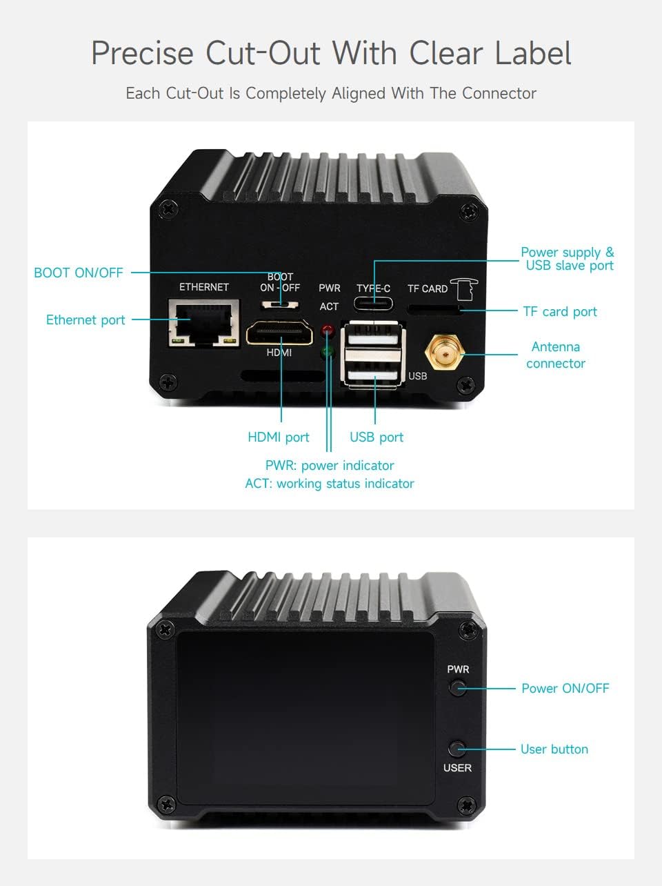 Waveshare Network Attached Storage All-In-One Mini-Computer, Compatible with Raspberry Pi Compute Module 4, Personal Network Storage Server, Including CM4104008 Module
