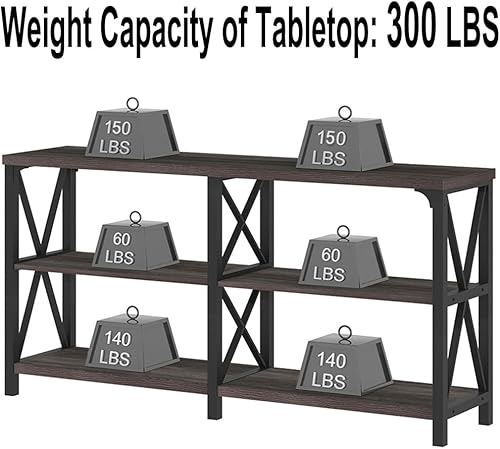 Miniatura 88 de LVB Mesa de sofá rústica, mesa consola de granja para sala de estar, mesa de entrada de pasillo con almacenamiento, mesa de entrada para vestíbulo,