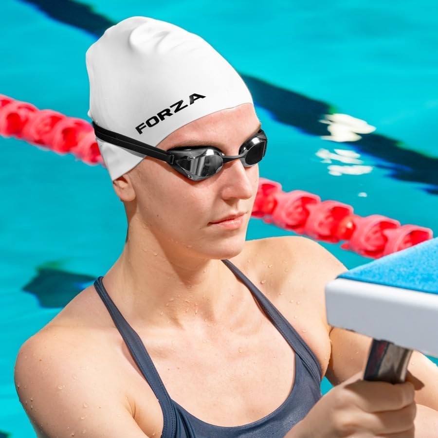 FORZA Cuffia Piscina Per Adulti Unisex | Silicone Comodo | Accessori Nuoto Di Alta Qualità | In 5 Confezioni