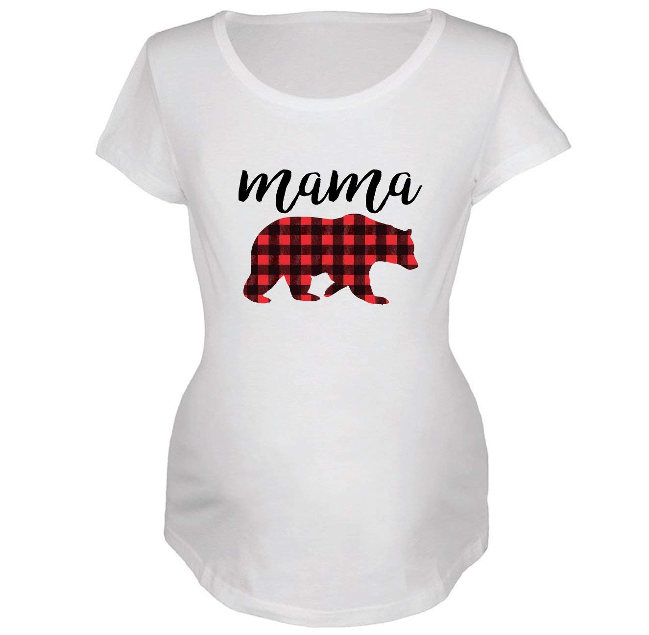 Mama Bear Maternity Shirt Gift for Pregnancy, Mom to Be Christmas Gift T-Shirt Plaid Holiday Outfit Cute Tee