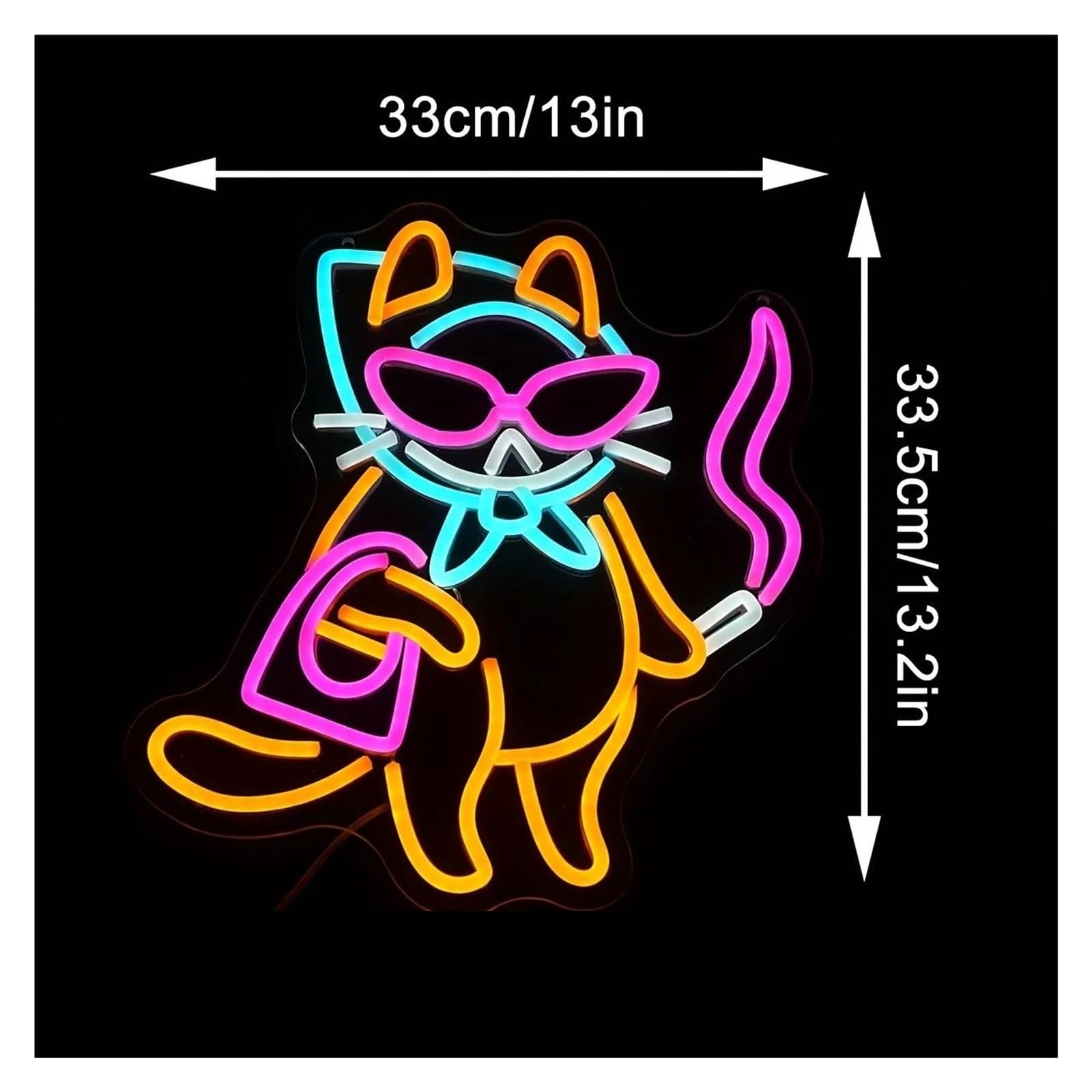 Wiszące neony artystyczne Neonowa Tablica Z Napisem Smoking Cat Light Dimmable USB Powered For Hotel Bar Home Room Farmhouse Wall Decor 33cmx33.5cm