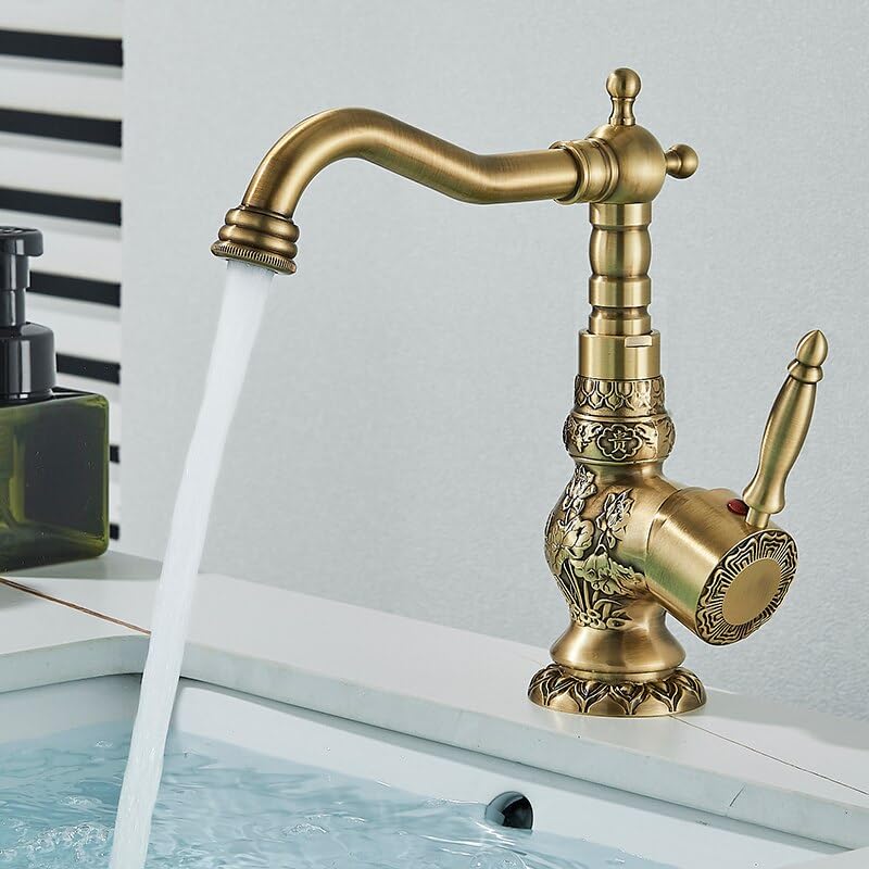 Mélangeur d'eau chaude et froide en bronze pour vasque de salle de bain vintage
