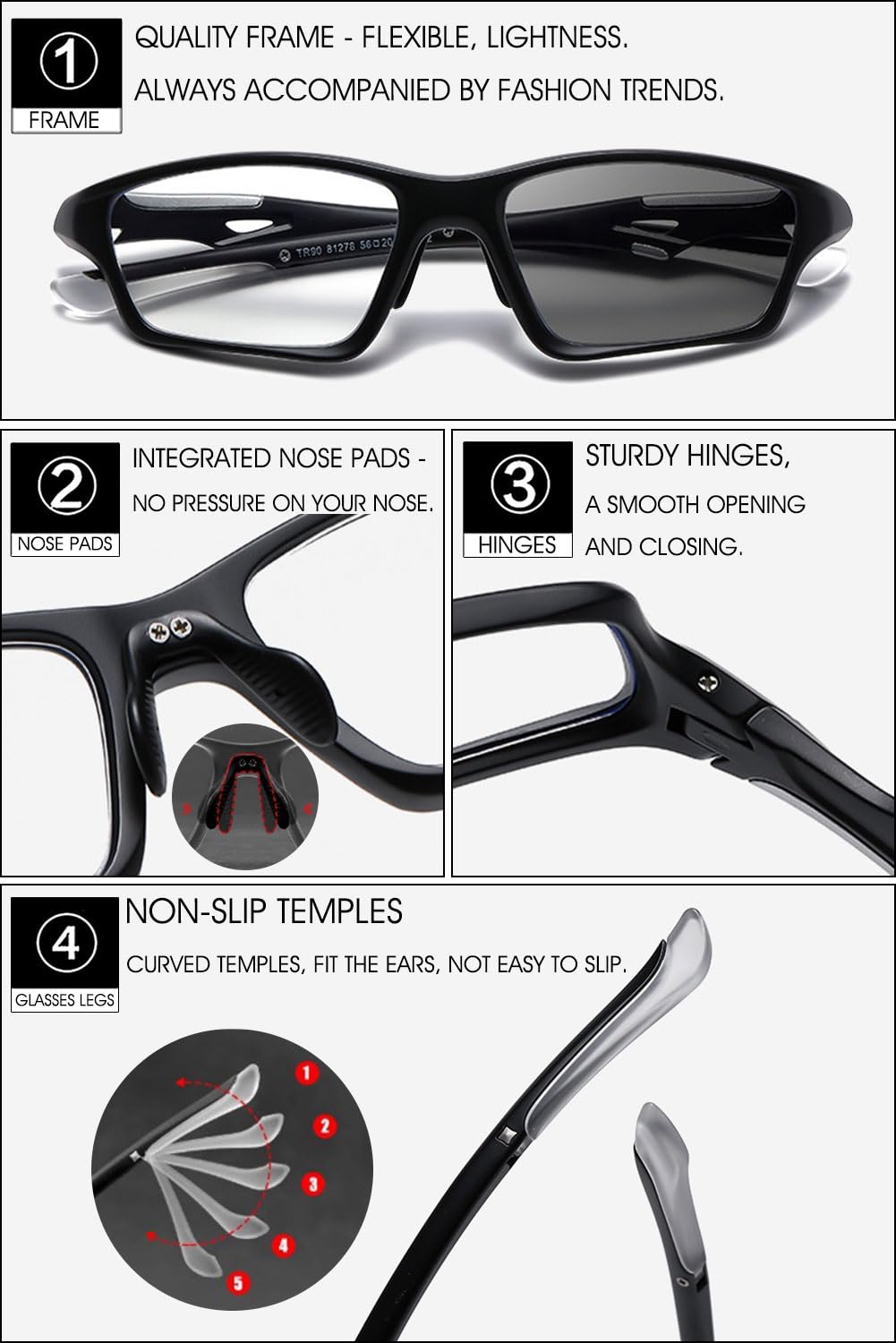VEVESMUNDO Bifokale Sportbrille Sonnenlesebrillen Photochrome Outdoor Getönte Blaulichtfilter Leicht Lesebrille mit Sonnenschutz Lesehilfe Brillen für Herren Damen