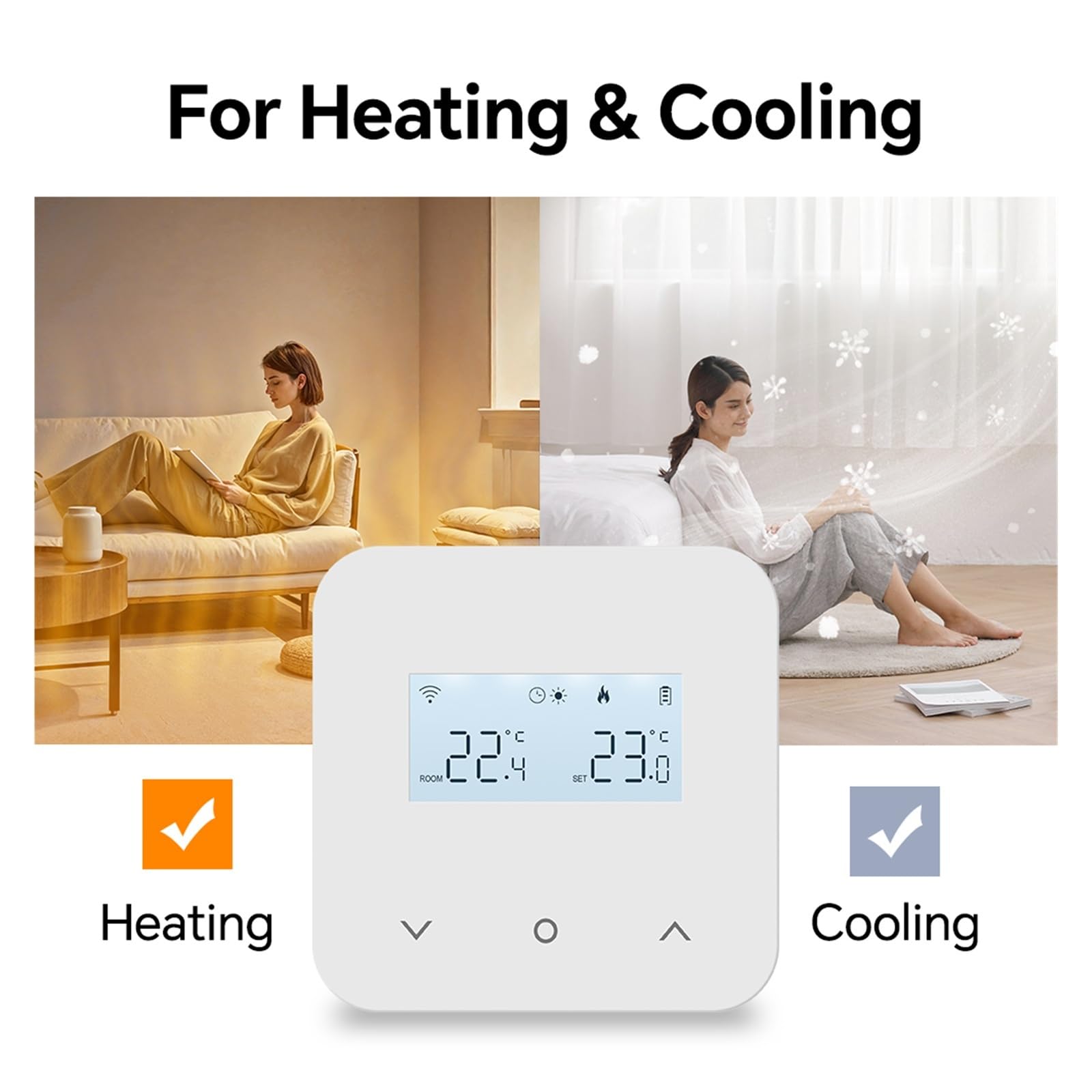 Thermostat Intelligent, Thermostat de Chauffage Wi-FI, contrôleur température alimenté par Batterie for chaudière à gaz