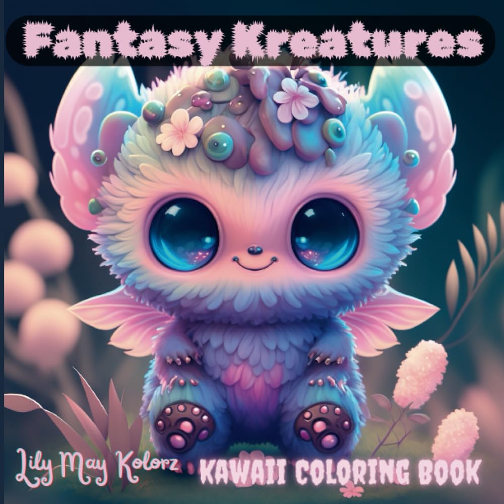 Fantasy Kreatures : A Kawaii Coloring Book for Adult and Teen's with Cute Dragons, Unicorns and Mythicals Animals: Grayscale Coloring Pages for ... Relief (Cute Kawaii Kreatures Coloring Books)