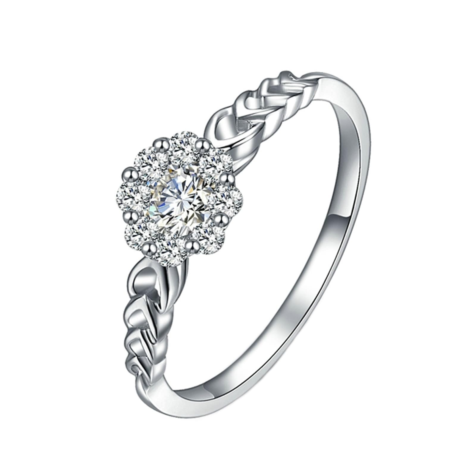 Anillo de graduación, anillo solitario de oro blanco de 18 quilates de 1 0,21 quilates VVS blanco redondo brillante cultivado en laboratorio, regalo para el día de San Valentín