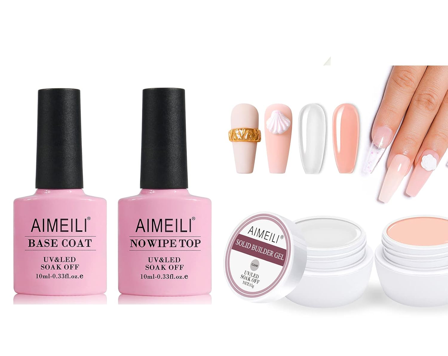 AIMEILI Hema Free Gel Nail Polish No Wipe Top and Base